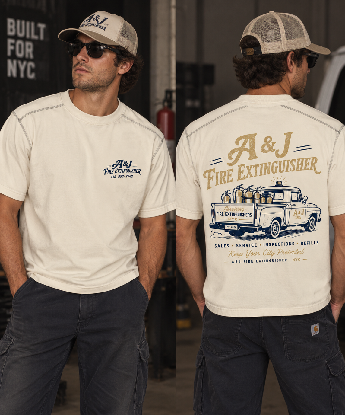 A&J Service Truck Tee, on model, male